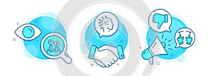 Move gesture, Dislike hand and Artificial intelligence icons set. Ab testing sign. Vector