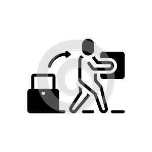 Black solid icon for Move, parcel and worker