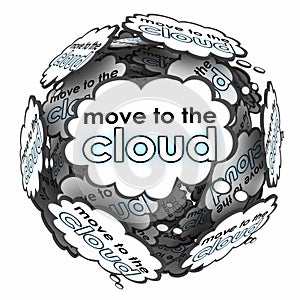 Move to Cloud Words Thoughts Ideas Plan Online Shift Servers