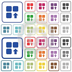 Move up component outlined flat color icons