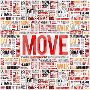MOVE word cloud collage