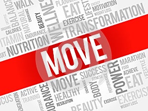 MOVE word cloud, fitness, sport