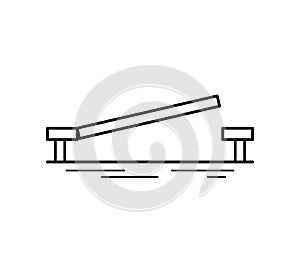 Moveable bridge line icon isolated on white background. Urban architecture.