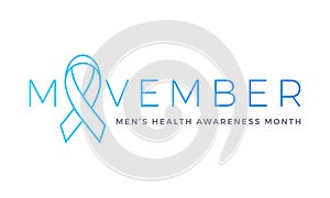 Movember men health man prostate cancer awareness November month vector blue ribbon photo