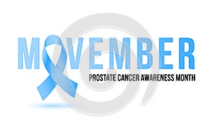 Movember men health man prostate cancer awareness November month vector blue ribbon