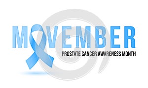 Movember men health man prostate cancer awareness November month vector blue ribbon photo