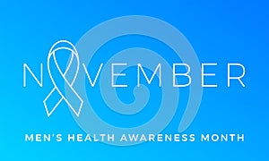 Movember men health man prostate cancer November awareness month vector blue ribbon