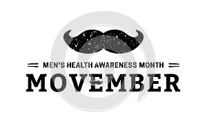 Movember Men`s Health Awareness Month Isolated Icon Illustration