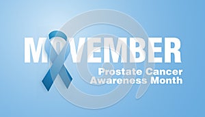 Movember, raise awareness of men`s health issues. like prostate cancer Vector Background with text, ribbon and moustache.