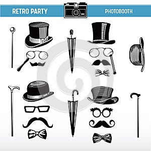 Movember Retro party printable Glasses, Hats, Moustaches, Masks for photobooth props