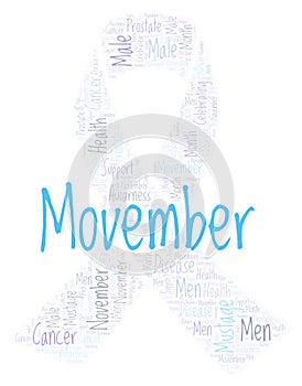 Movember with ribbon word cloud.