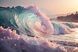 a movement of beautiful pastel colored elements that harmoniously melt together into a wave movement. Glamour glow, detailed photo