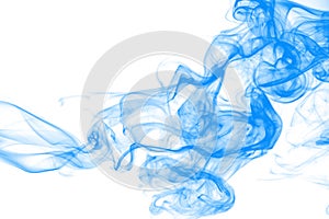 Movement blue smoke abstract on white background, ink water