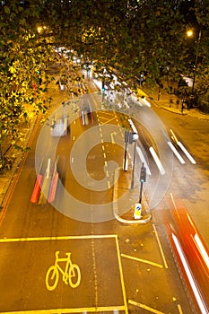 Movement Busy Traffic at Night, London, England