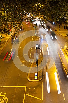 Movement Busy Traffic at Night, London, England