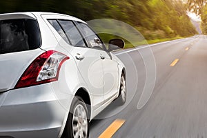 Movement car speed on the road rural view background