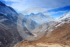 Movement of the clouds on the mountains Thaog, Himalayas,