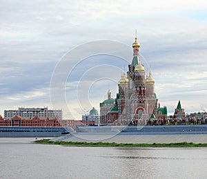 Movement of clouds on the river Small Kokshaga in Yoshkar-Ola photo