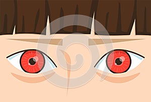 Movement indicator doll with red staring eyes from Squid Game series, vector illustration