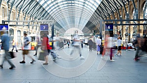 Movement of people in rush hour, train station, King's Cross in