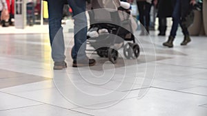 The movement of people in the trading floor. crowd feets walking in at a floor