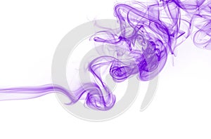 Movement of purple smoke abstract on white background photo