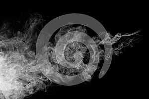 Movement of smoke on black background, smoke background,