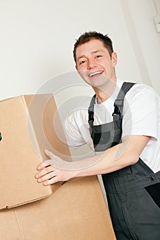 Mover with boxes in the course of relocation