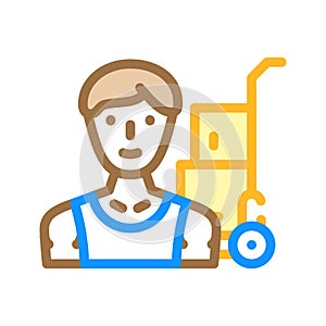 mover delivery worker color icon vector illustration