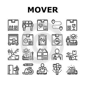 Mover Express Service Collection Icons Set Vector