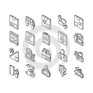 Mover Express Service Collection isometric icons set vector