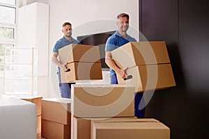 Movers Delivering Packaging Boxes