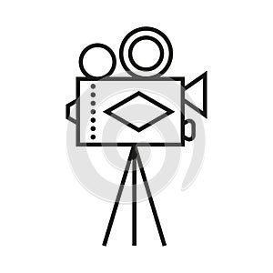 Movie camera icon. Vintage design. Vector illustration. stock image.