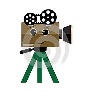 Movie camera mascots character, Retro movie film mascot cartoon