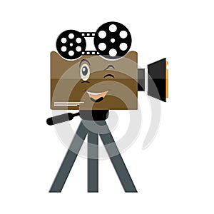 Movie camera mascots character, Retro movie film mascot cartoon