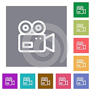 Movie camera outline square flat icons