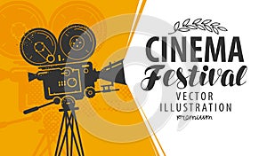 Movie camera or projector. Cinema festival retro vector illustration photo