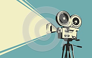 Movie camera retro. Cinema, projector vintage vector