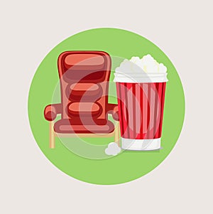 Movie chair and popcorn flat design