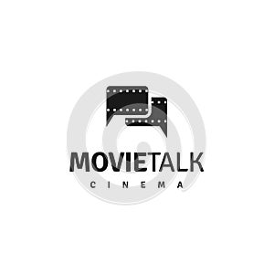 Movie chat logo, Negative films with Bubble Chat logo design