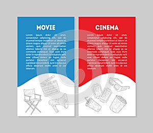 Movie Cinema Banner Template Set with Place for Text, inematography Industry Production Vector Illustration photo