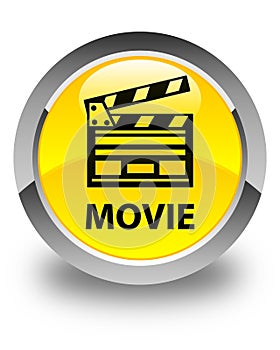 Movie (cinema clip icon) glossy yellow round button