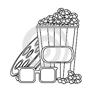 Movie and cinema elements in black and white photo