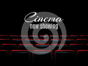 Movie cinema premiere poster design with red seats. Vector background.