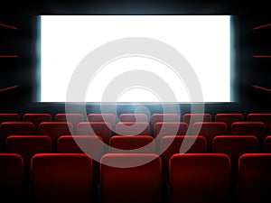 Movie cinema premiere poster design with white screen. Vector background.