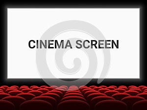 Movie cinema screen red seat chairs vector background empty template