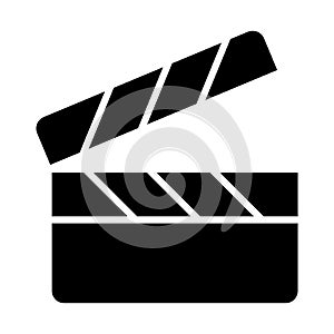 Movie clapper board silhouette icon. Film production pictogram. Vector