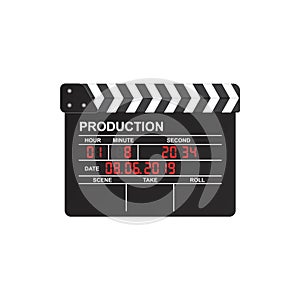 Movie clapper board vector illustration isolated on white background