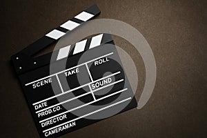 Movie clapper cinema board or Slate film.Clapperboard for filmmaking and video production to assist in synchronizing of picture ,