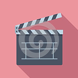 Movie clapper icon flat vector. Film board